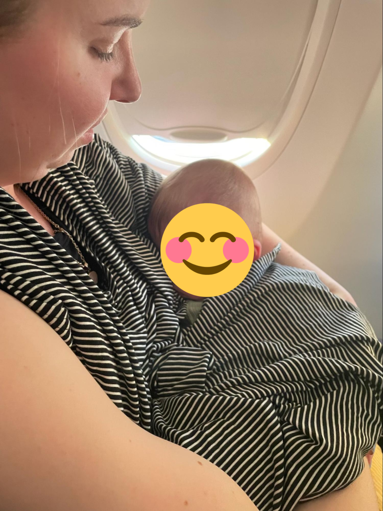 Air travel with infant tips - book the window seat for some privacy