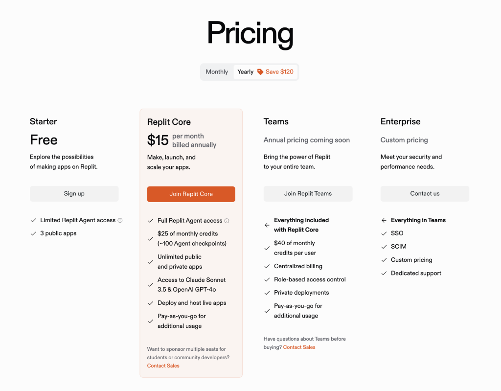 AI Coding Apps - Replit Pricing