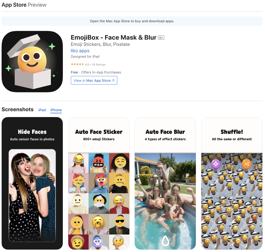 EmojiBox - Face Detector Emoji App for Mac and iPhone